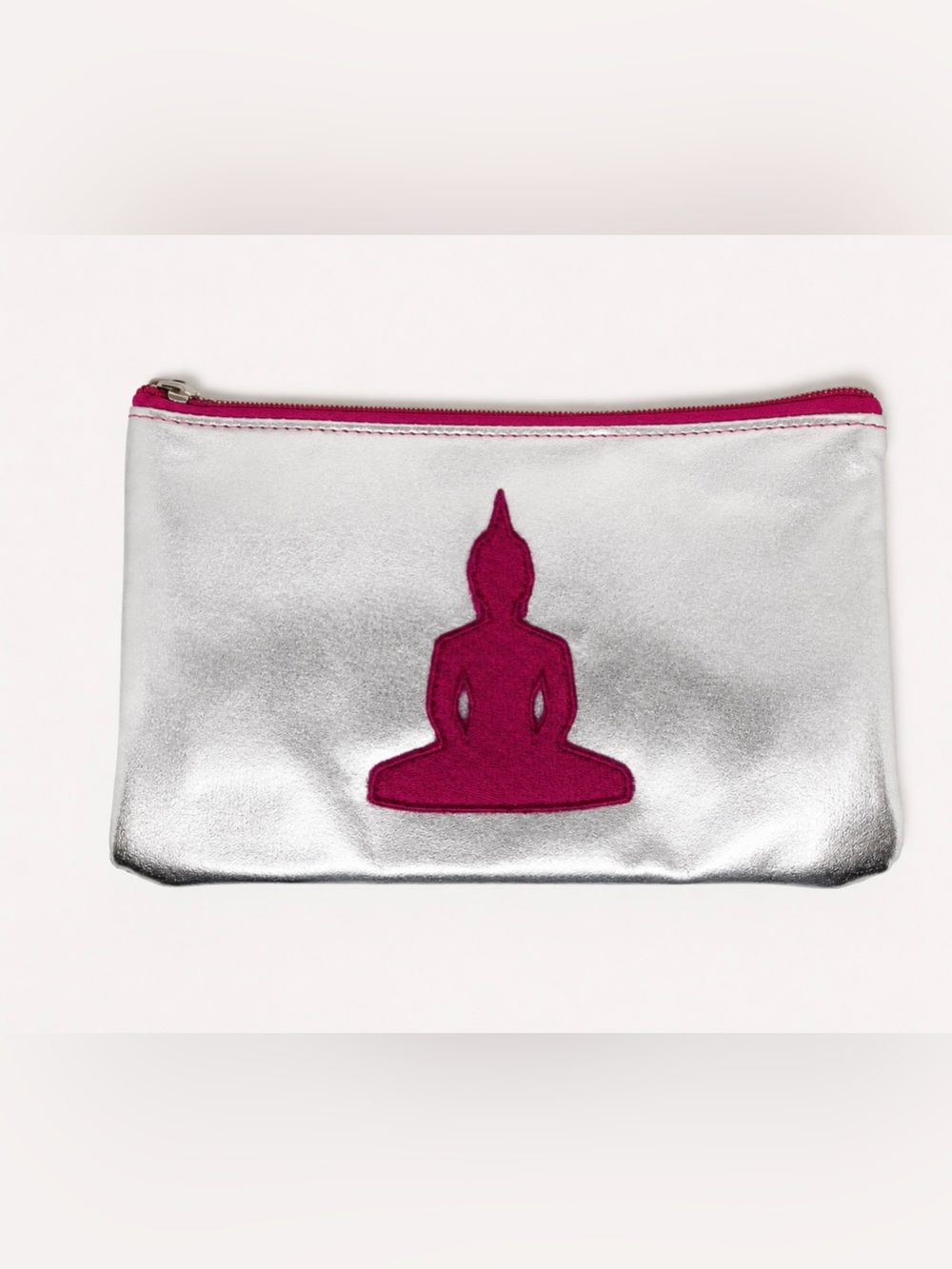Emma Lomax London Metallic Silver & Pink Buddha Pouch